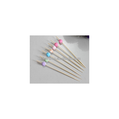 rose patern rainbow color bead bamboo stick