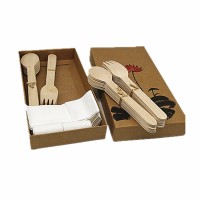 Disposable eco friendly bamboo knives forks spoon Western reusable bamboo cutlery set 170mm bamboo cutlery in stock