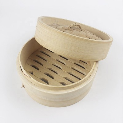 High quality durable 2 tier round bamboo steamer for cooking