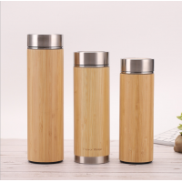 eco friendly double wall insulate 350 450 550ml 304 stainless steel thermos vacuum bamboo water flask